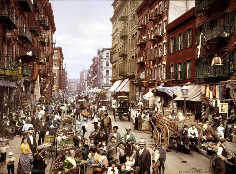 Mulberry Street, New York City, photochrom print c. 1900